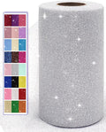 Glitter Tulle Fabric Rolls, 6 Inch 50 Yards Sparkling Spool Ribbon Sequin by AblemeDeco