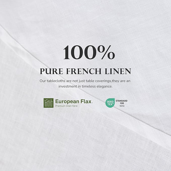 100% Pure French Linen Tablecloths, 90Inches Round Table Clothes - Image 3