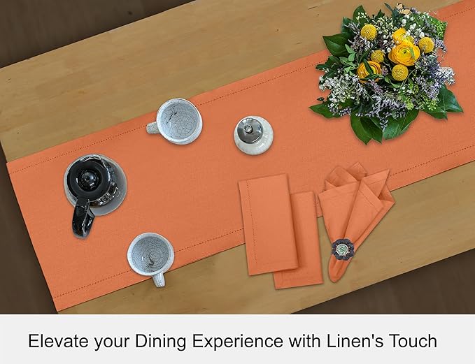 Ruvanti Linen Table Runner 48 Inches, Classic Hemstitch, Non-Slipping, Stain - Image 7
