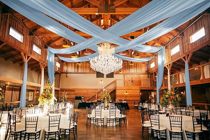 6 Panels Dusty Blue Ceiling Drapes - Image 8