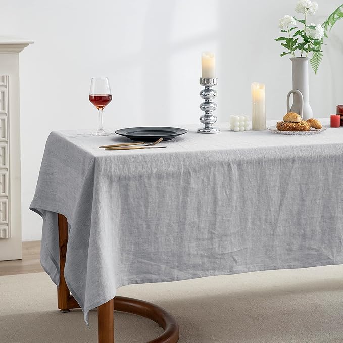 EVERLY 100% Pure Linen Rectangle Tablecloths 60x84Inches - Image 4