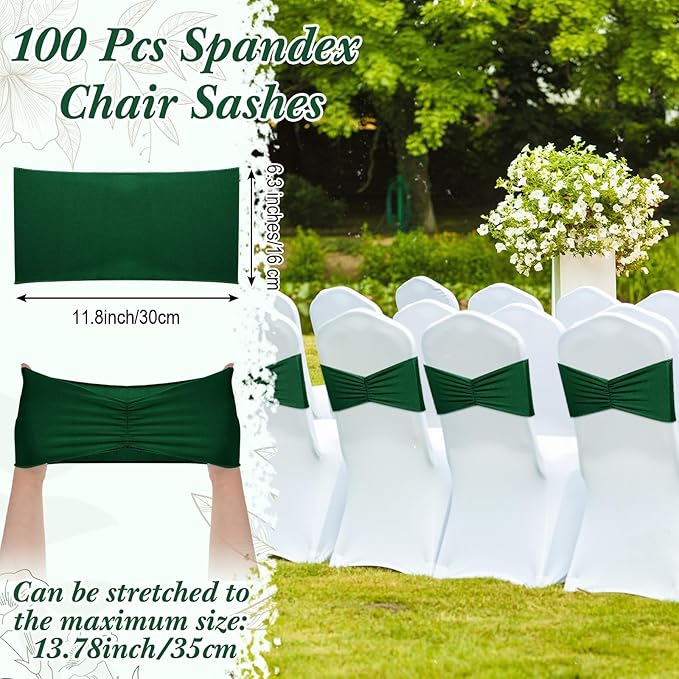 Moukeren 100 Pcs Spandex Chair Sashes Bows Bands Slider Sashes - Image 2