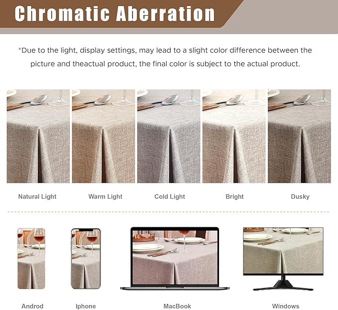 Fitable Faux Linen Beige Tablecloths 2 Pack, Faux Burlap Fabric Table Clothes - Image 8