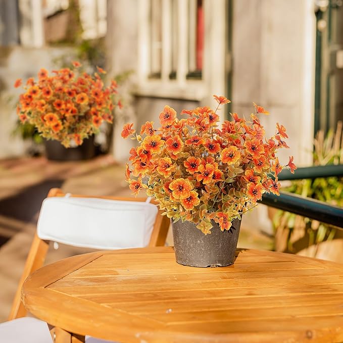 12 Bundles Artificial Fall Flowers Fake Plastic Plants Indoor Outside Hanging - Image 5
