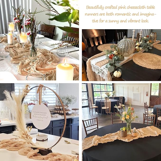 12 Pack Champagne Cheesecloth Table Runner 35x120 Inches, Fall Thanksgiving - Image 8
