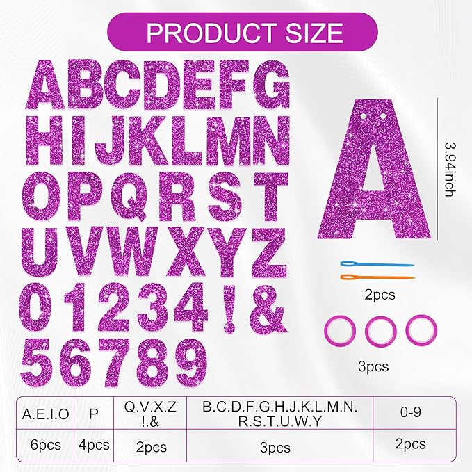 BEISHIDA 116 PCS A-Z Glitter Purple DIY Letter Banner Kit Make Your Own - Image 2