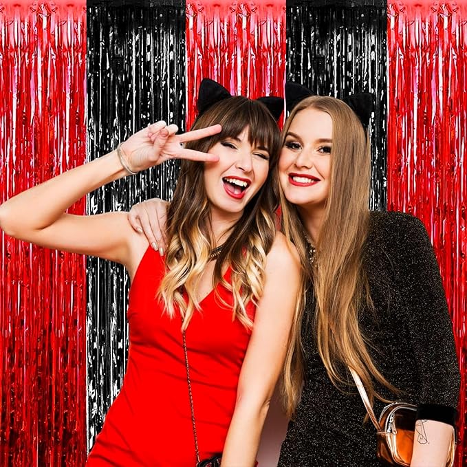 4 Pack Foil Fringe Curtain Backdrop, 3.28Ft x 8.2Ft Metallic Tinsel Foil Fringe - Image 5