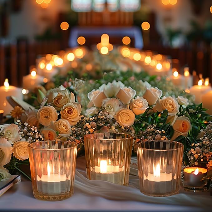 ComSaf Votive Candle Holders, Ribbed Tealight Candle Holder - Image 8