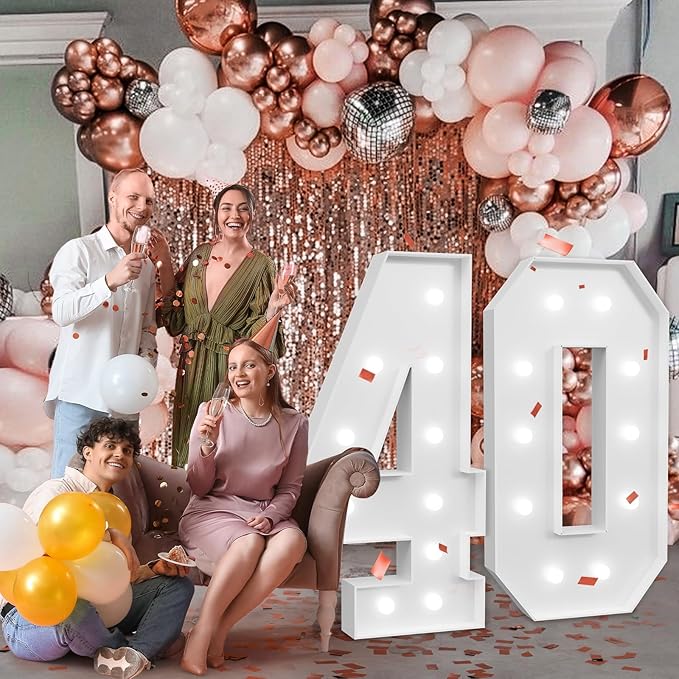 imprsv Marquee Numbers Large 40th-Birthday Decorations: 4ft Light Up Number - Image 6