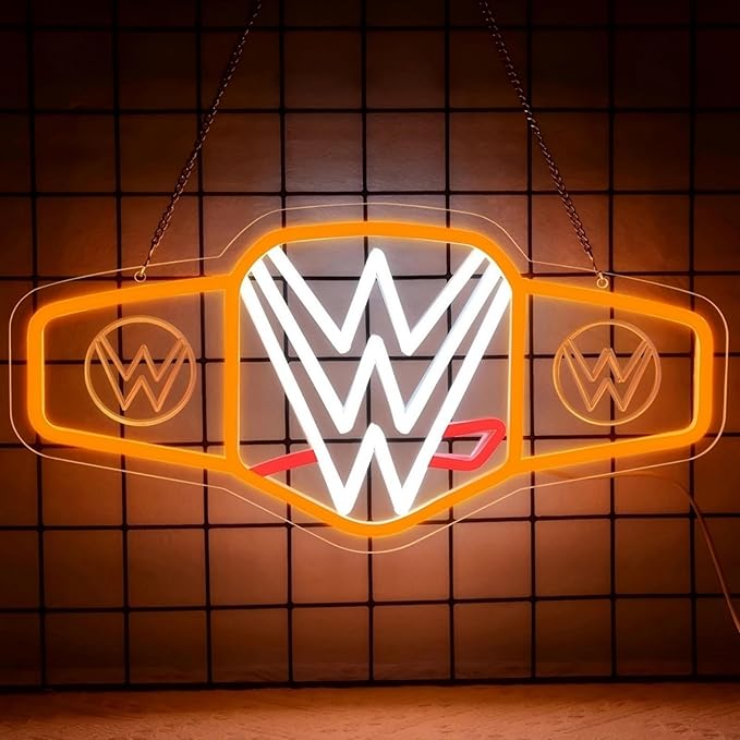 Wrestling Neon Sign for Wall Decor, Dimmable LED Boxing Belt Championship Neon by Mingxigo
