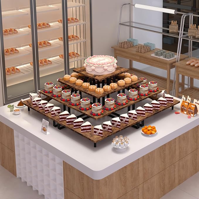 ELITEROO Wooden Cupcake Stand, Tiered Cupcake Display Tower Stand - Image 5