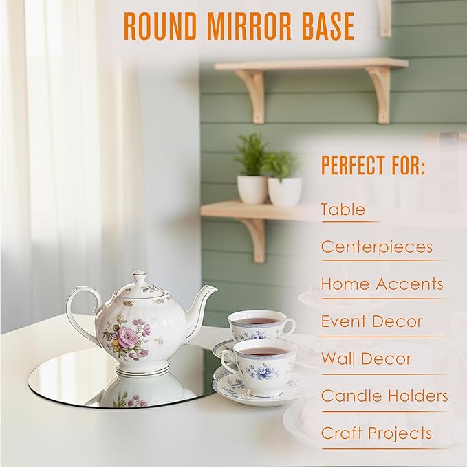 Houseables Mirror Centerpieces for Tables, Round Mirrors for Centerpieces - Image 5