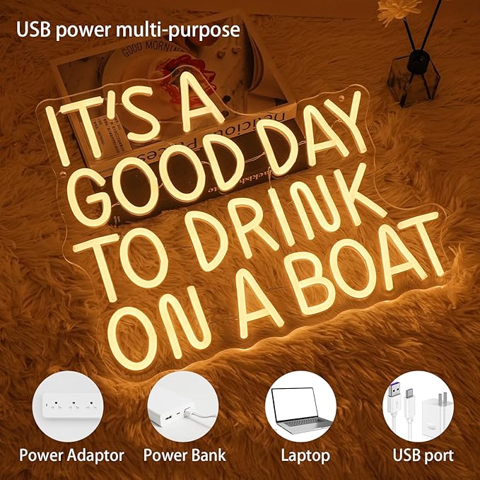 It's A Good Day To Drink On A Boat Neon Sign, Boat Drink Neon light, Bar Art - Image 4