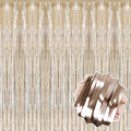 6 Pack Champagne Gold Foil Fringe Curtains Backdrop, 3.28 x 8.2 Ft Metallic by LANTIANCHEN