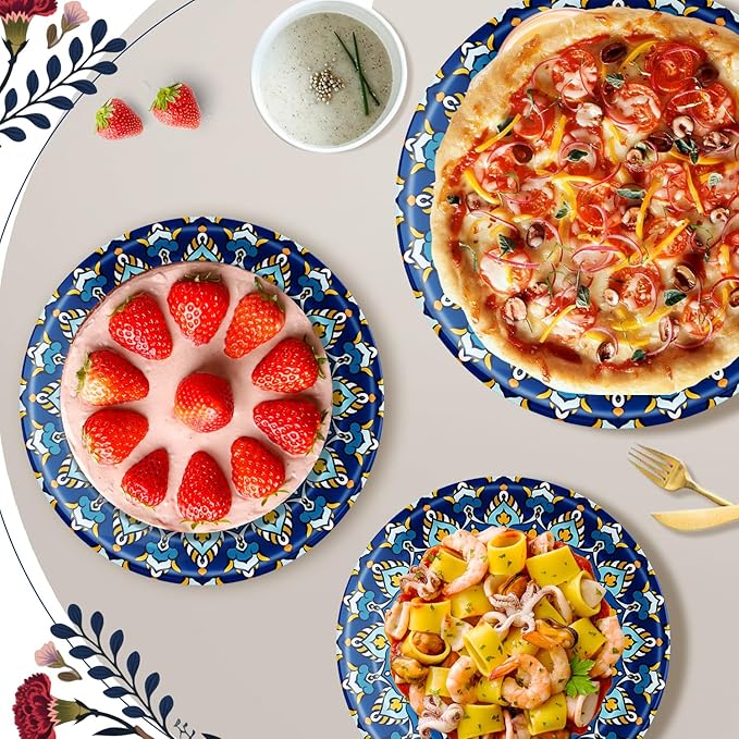 100 Count Boho Paper Plates – Disposable Plates - Image 3