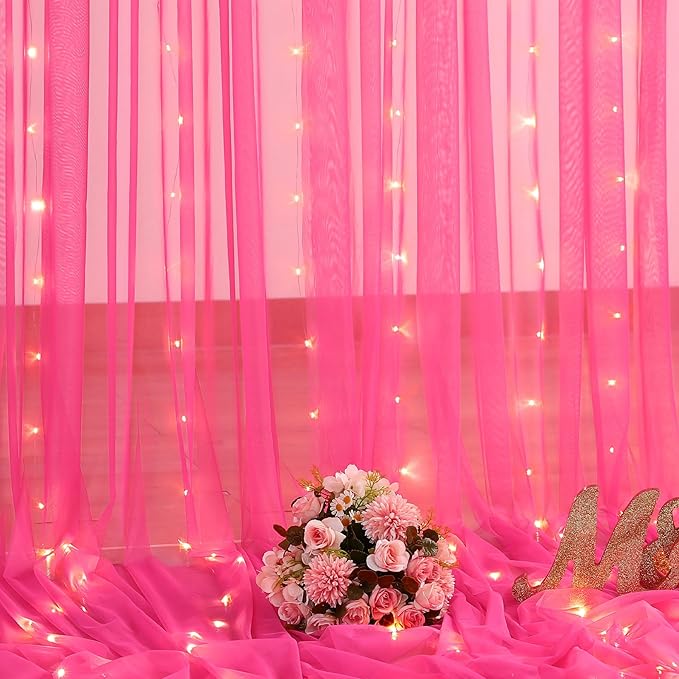 Hot Pink Tulle Backdrop Curtain - Image 6