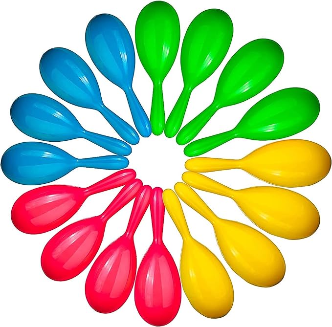 Add Life to The Party! 24 Neon Maracas, Adorable Party Favors, Noisemaker by Neliblu