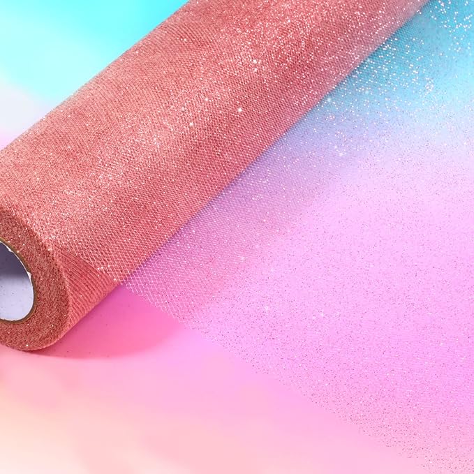 Sparkling Tulle Rolls, 15” by 30 Yards Glitter Tulle Spool Ribbon Fabric - Image 5