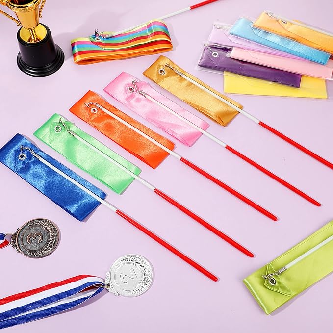 Yilloog 50 Pcs Ribbon Dancing Wands Party Favors, 78.7 Inch Artistic Gymnastics - Image 2