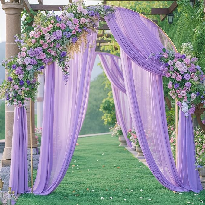 Lavender Wedding Arch Draping Fabric Purple Sheer Wedding Arch Drapes - Image 2