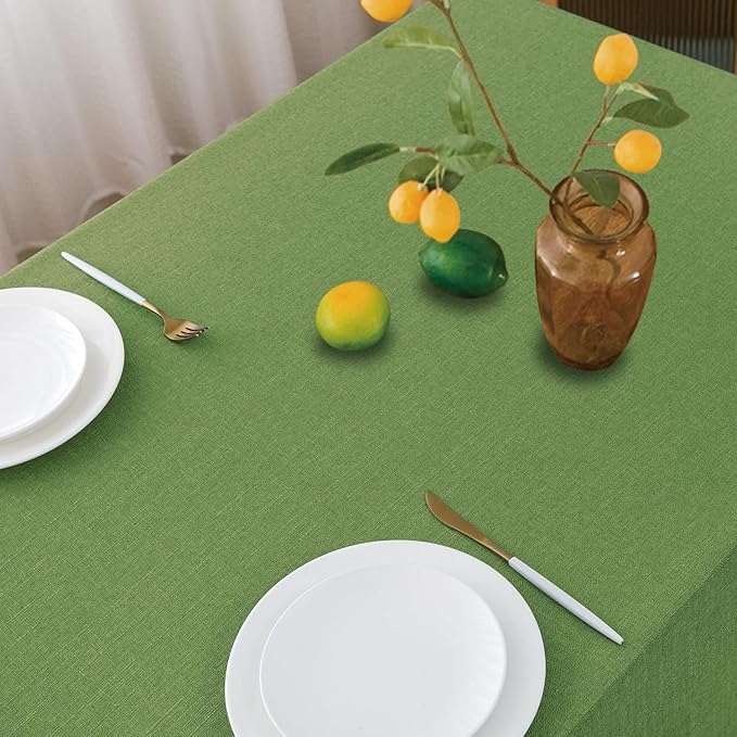 NLMUVW Olive Green Linen Tablecloth Rectangle 108 Inch, Textured Natural Table - Image 2