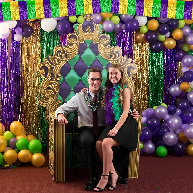 10 Pack 10 Feet Mardi Gras Foil Fringe Garland Metallic Tinsel Streamers Banner - Image 3