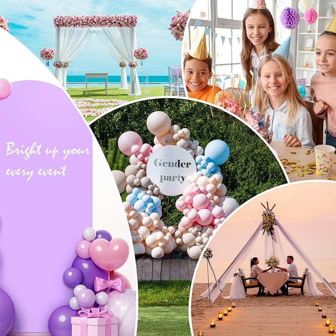 LEBENGURU Upgraded 7.2FT Wedding Arch Cover, Round Top Chiara Stand Covers - Image 6