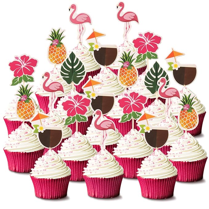 Luau Cupcake Toppers Tropical?Cake Decorations Hawaiian Toothpicks Sticks - Image 2