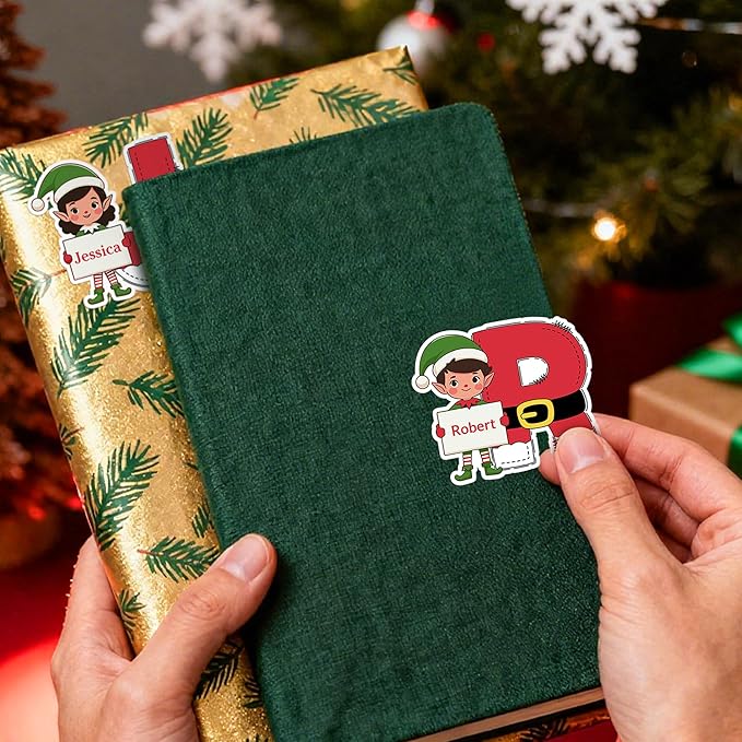 Personalized Christmas Stickers, Custom Name & Elf Waterproof Christmas Gift - Image 3