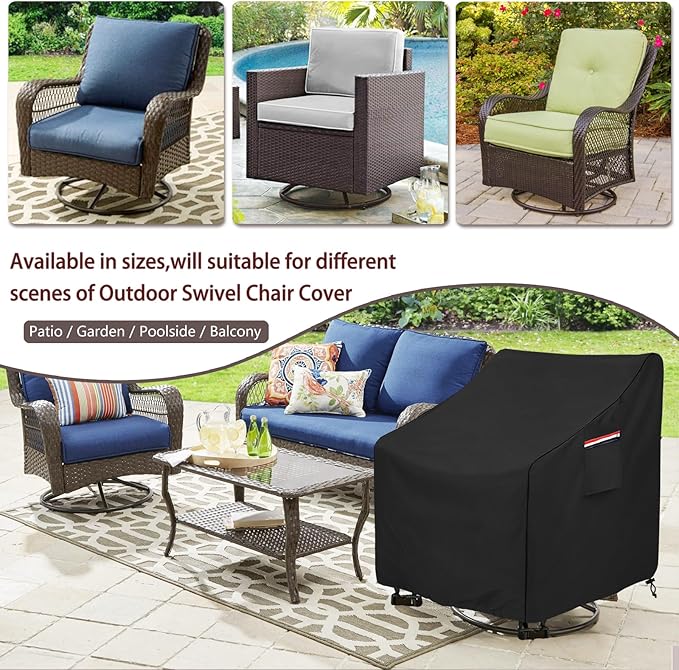 Okcool Outdoor Swivel Chair Cover 2 Pack, Outdoor Furniture Patio Chair Covers - Image 4
