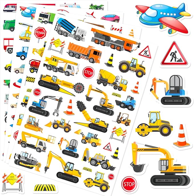 Construction Cars and Trucks Stickers 665 Counts Transportation Waterproof Car by MoShining