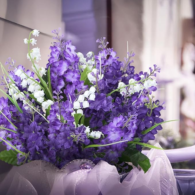 10Pcs Lilac Flowers Artificial Bouquet Fake Purple Flowers Faux Lilacs Mix Bush - Image 4