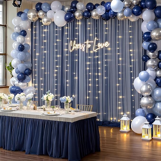 10×10ft Navy Blue Tulle Backdrop Curtain - Image 4