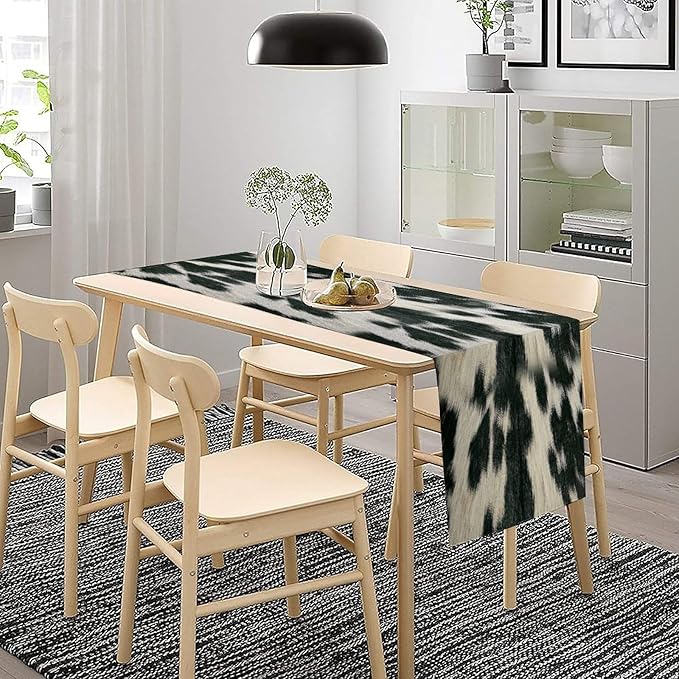 Rustic Cow Skin Print Table Runner, Country Farm Animal Fur Skin Pattern - Image 4