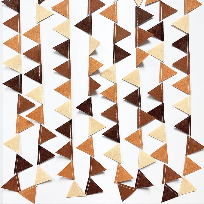 Brown Party Decorations Ombre Brown Felt Hanging Triangle Mini Bunting Pennant - Image 4