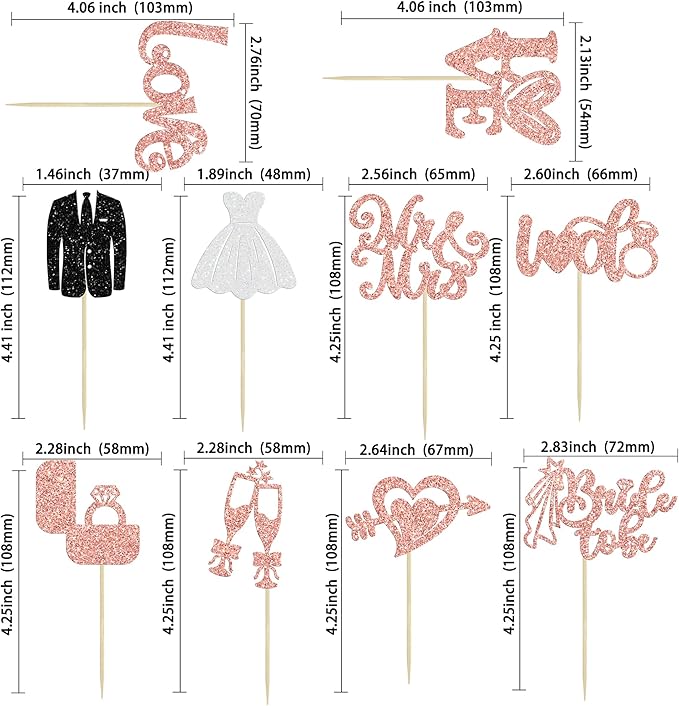 Ephlyn 30Pcs Bride to be Cupcake Toppers Glitter Wedding Cake Topper - Image 2