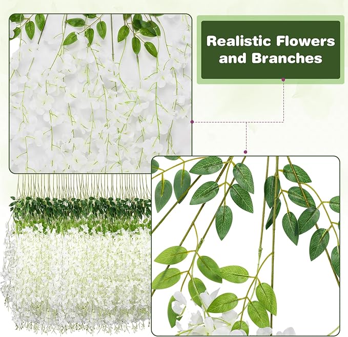 Wisteria Hanging Flowers, Fake Hanging Flowers, Wisteria artificiales Garland - Image 5
