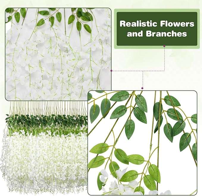 Wisteria Hanging Flowers, Fake Hanging Flowers, Wisteria artificiales Garland - Image 5
