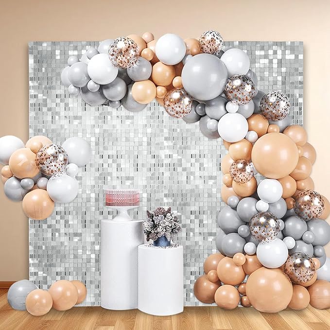 24PCS Silver Shimmer Wall Backdrop, Square Sequin Backdrops Panel, Glitter Wall - Image 4
