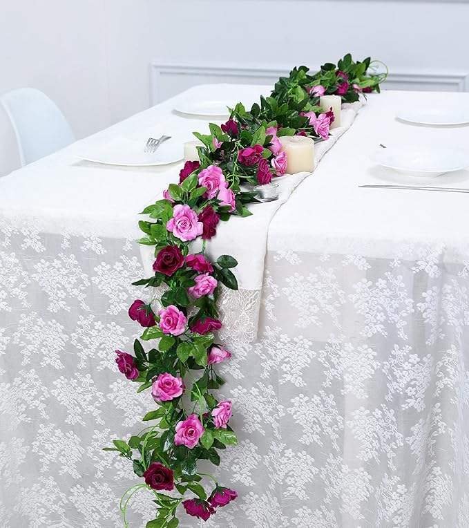 Floweroyal 2 Pack Artificial Flower Garlands 15.8FT Fake Rose Vines Silk - Image 4