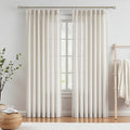 Vision Home Natural Pinch Pleated Semi Sheer Curtains Textured Linen Blended by VisionHome