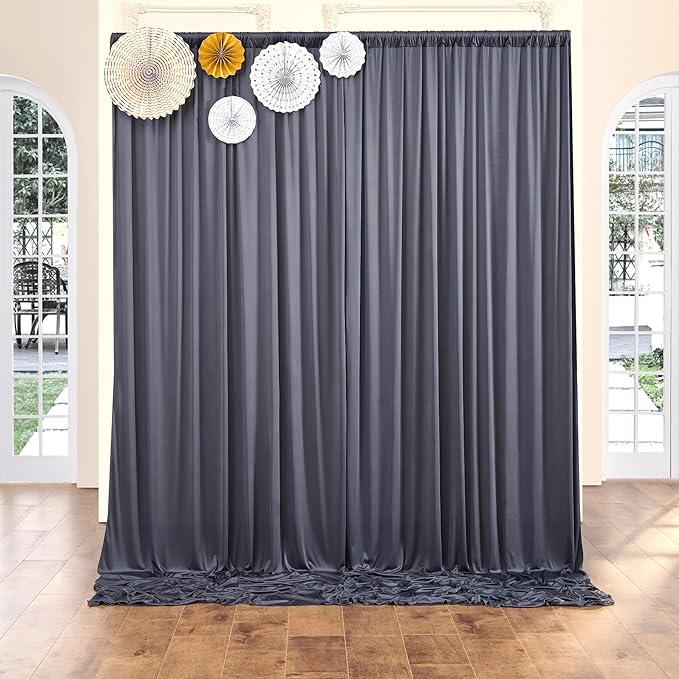 30 ft x 10 ft Wrinkle Free Charcoal Backdrop Curtain - Image 6