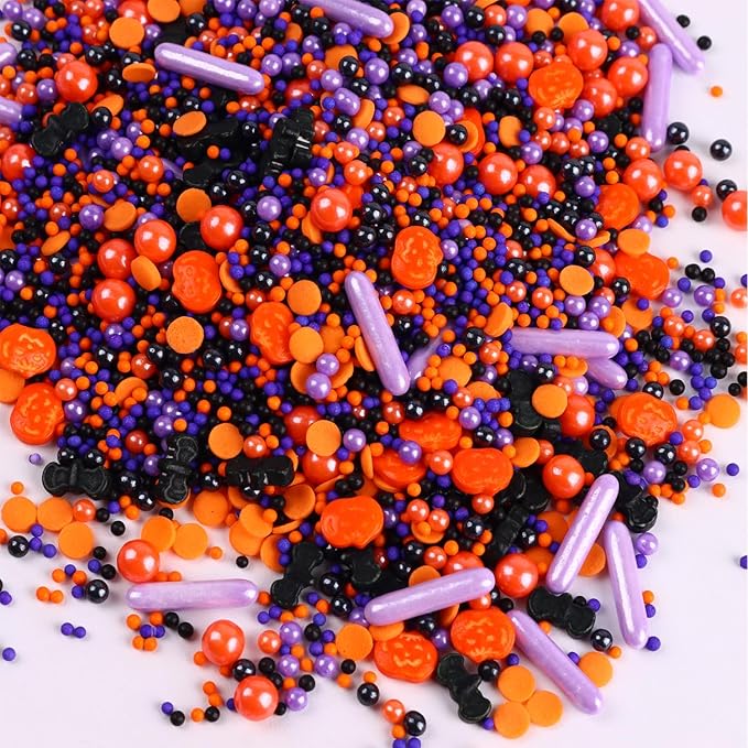 Edible Halloween Sprinkles for Cake Decorating 7ounce, Pumpkin Bats Sprinkles by cobakey-DessertDecorations
