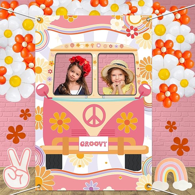 Hippie Photo Booth Props, Hippie Bus Prop Groovy Bus Photo Booth - Image 8