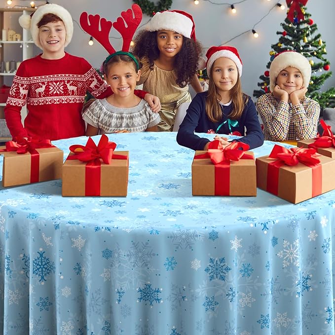 6Pcs Christmas Snowflake Plastic Party Tablecloth Decorations, Disposable Light - Image 7