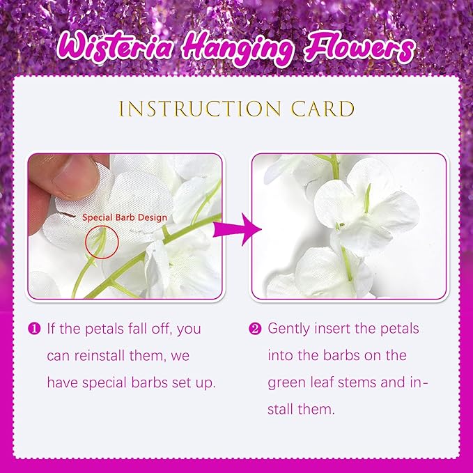 5 Pack Purple Red Wisteria Hanging Flowers, 3.44 Ft Fake Hanging Flowers - Image 3