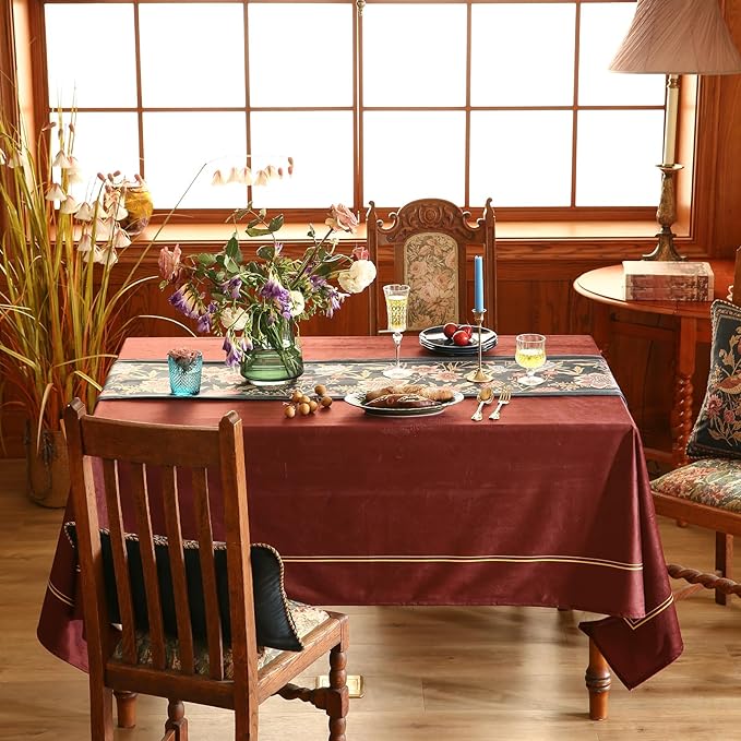 patdrea Designer Vintage Black Floral Extra Long Velvet Table Runner 118 Inch - Image 7