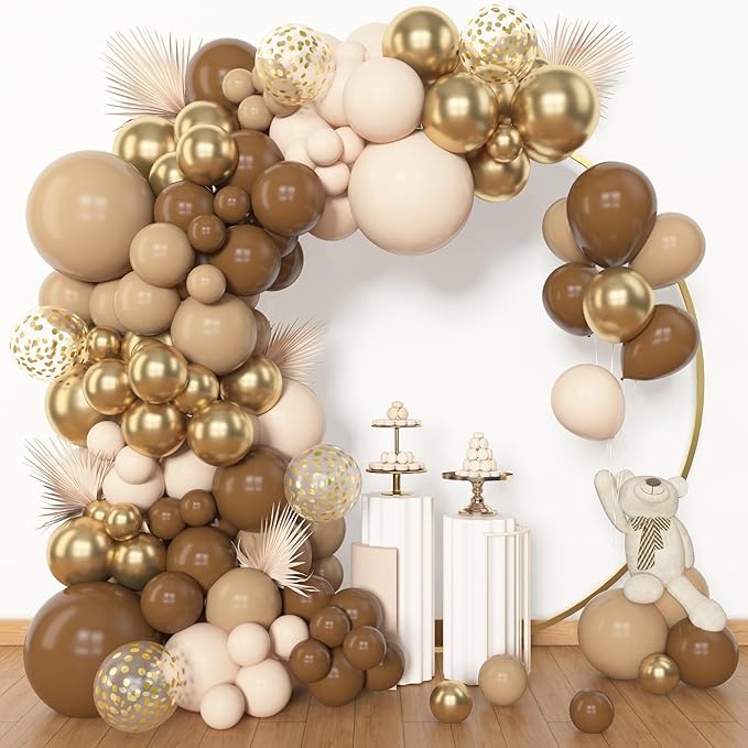 Amandir 153pcs Brown Balloon Garland Arch Kit, Different Sizes 18 12 10 5 inch by Amandir
