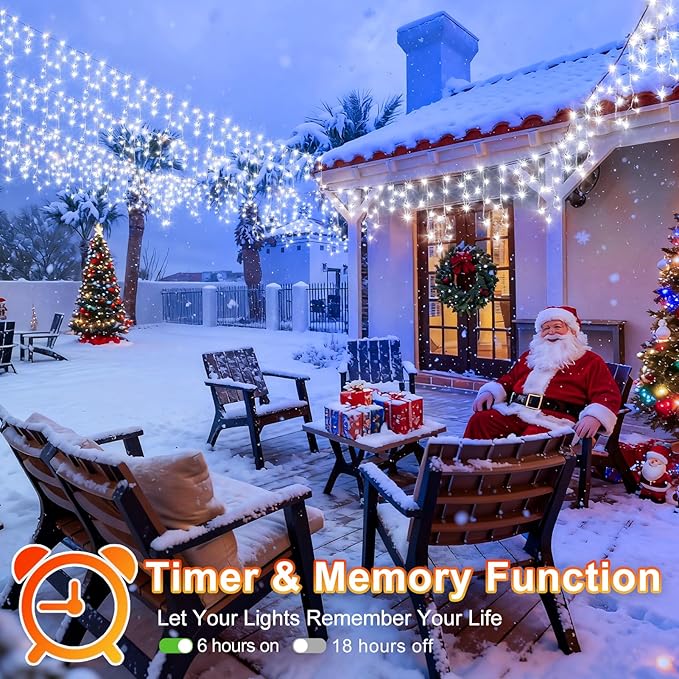 KNONEW 164FT 1600 LED Christmas Lights Outdoor Decoration White Timer 8Modes - Image 5