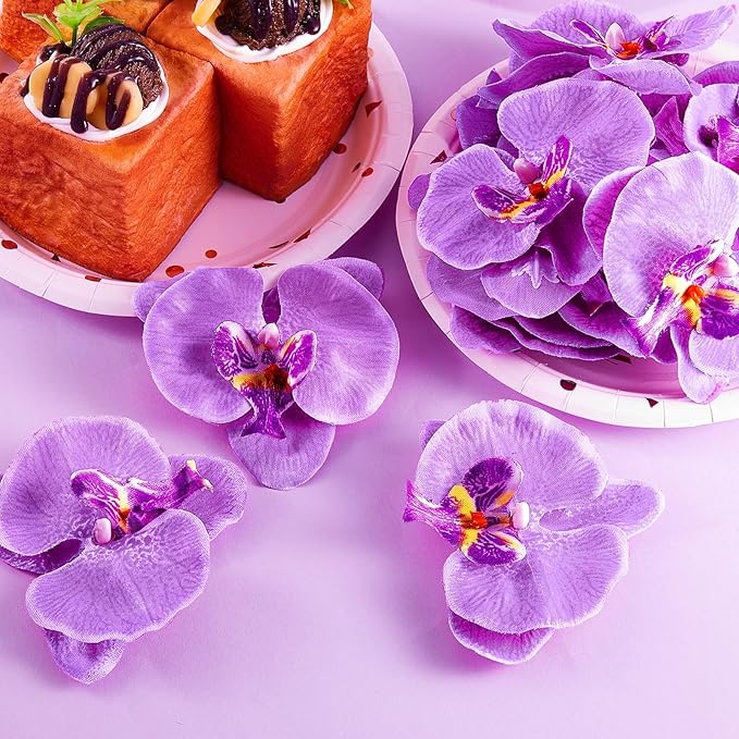 40 Pieces Orchid Petals Artificial Decorations Wedding Party Orchids Heads - Image 5